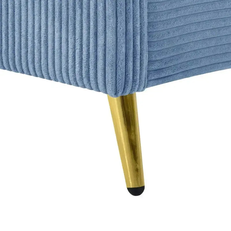 Lit plateforme Queen Size en velours côtelé avec pieds en métal