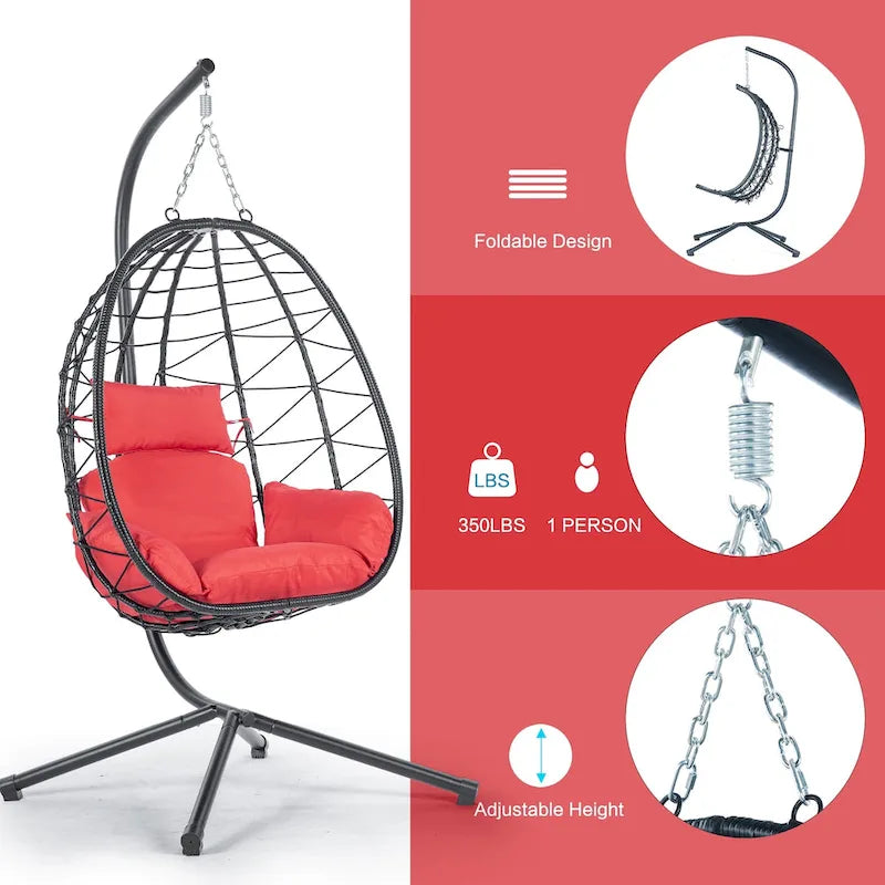 Fauteuil suspendu en osier imperméable