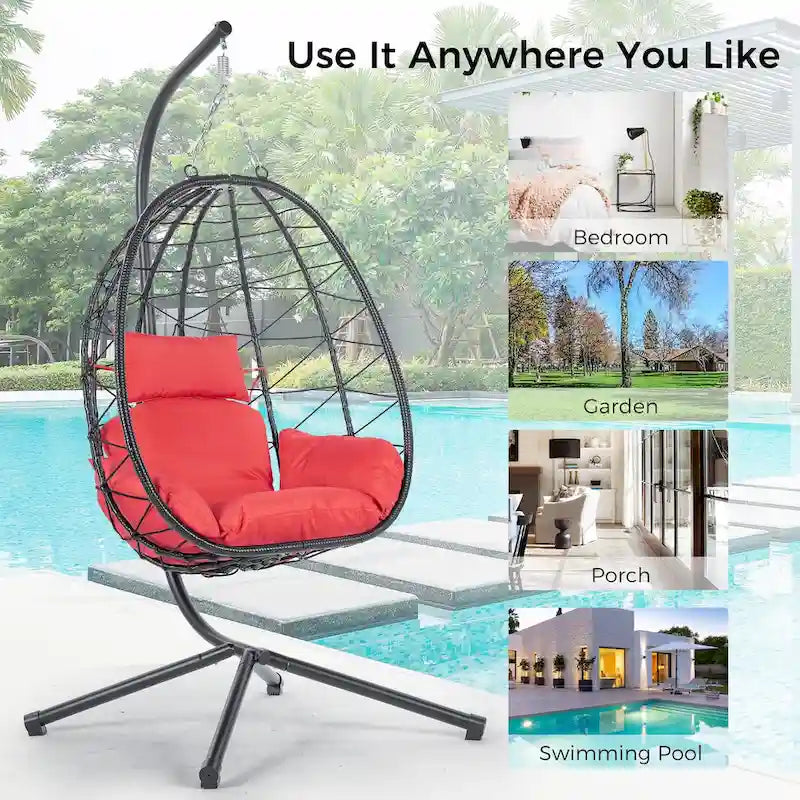 Fauteuil suspendu en osier imperméable