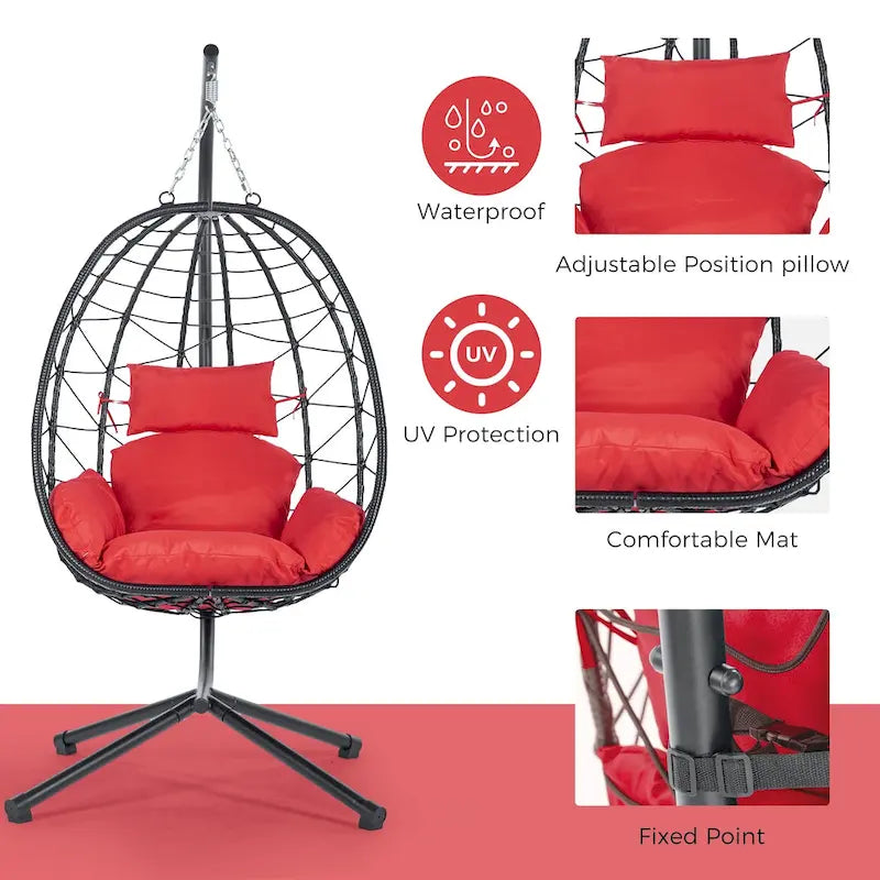 Fauteuil suspendu en osier imperméable