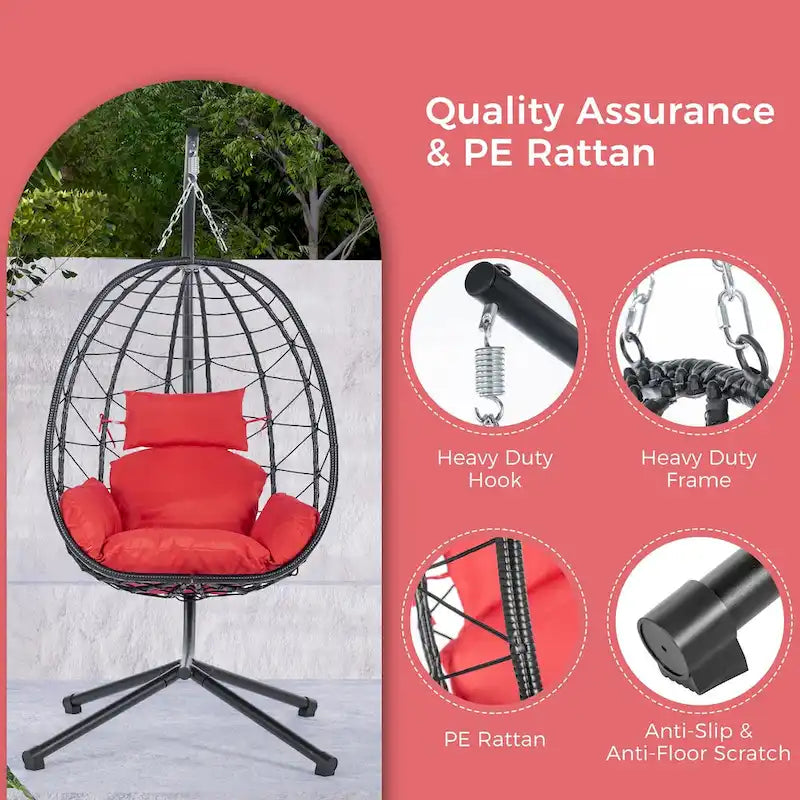 Fauteuil suspendu en osier imperméable