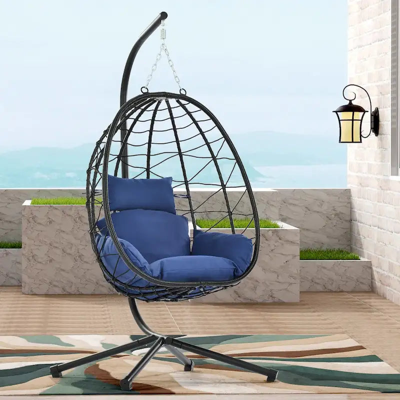 Fauteuil suspendu en osier imperméable