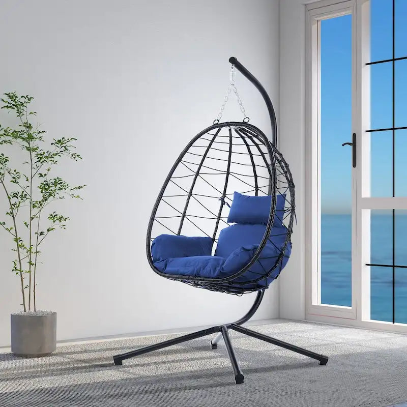 Fauteuil suspendu en osier imperméable