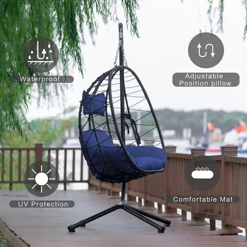 Fauteuil suspendu en osier imperméable