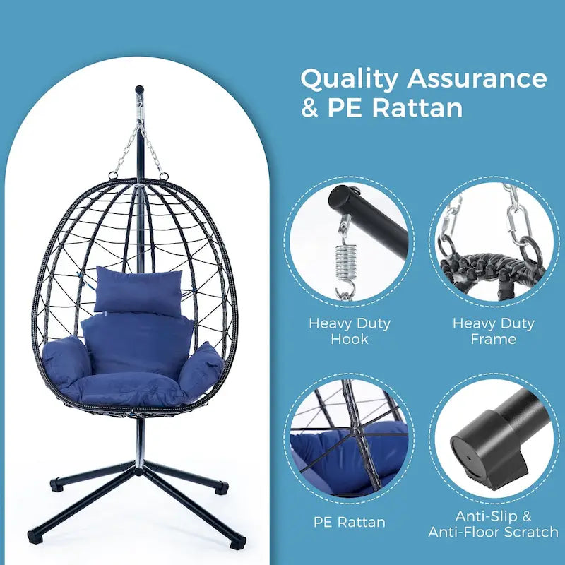 Fauteuil suspendu en osier imperméable
