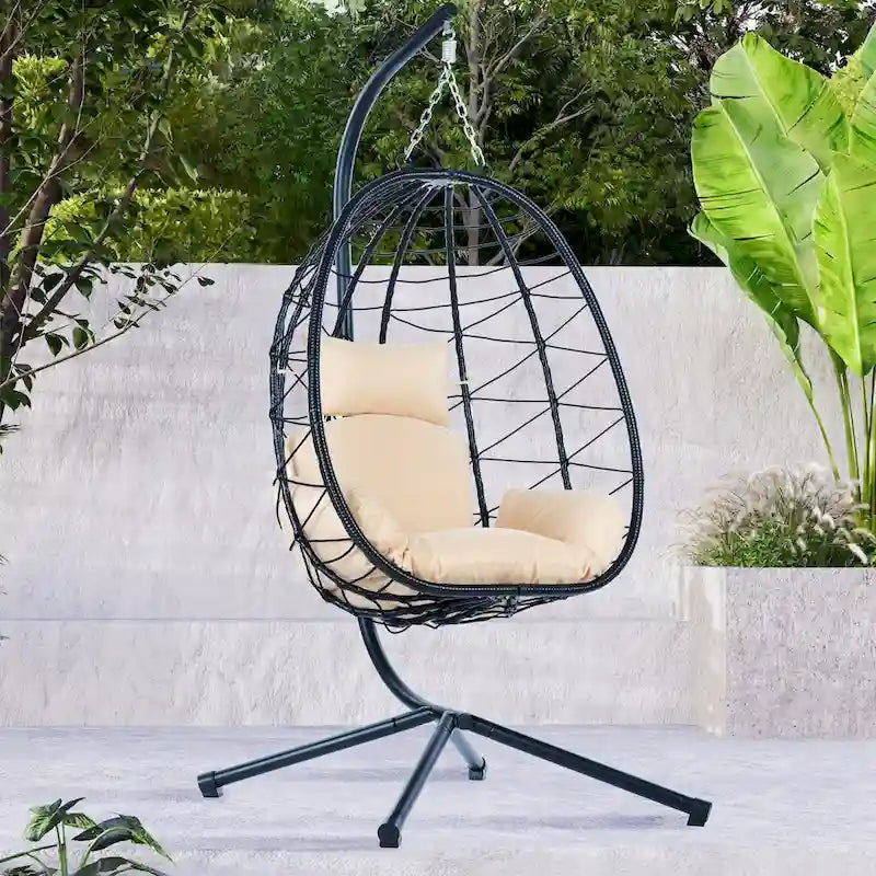 Fauteuil suspendu en osier imperméable