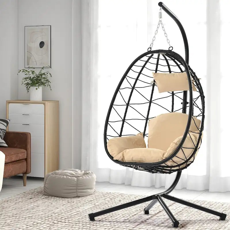 Fauteuil suspendu en osier imperméable