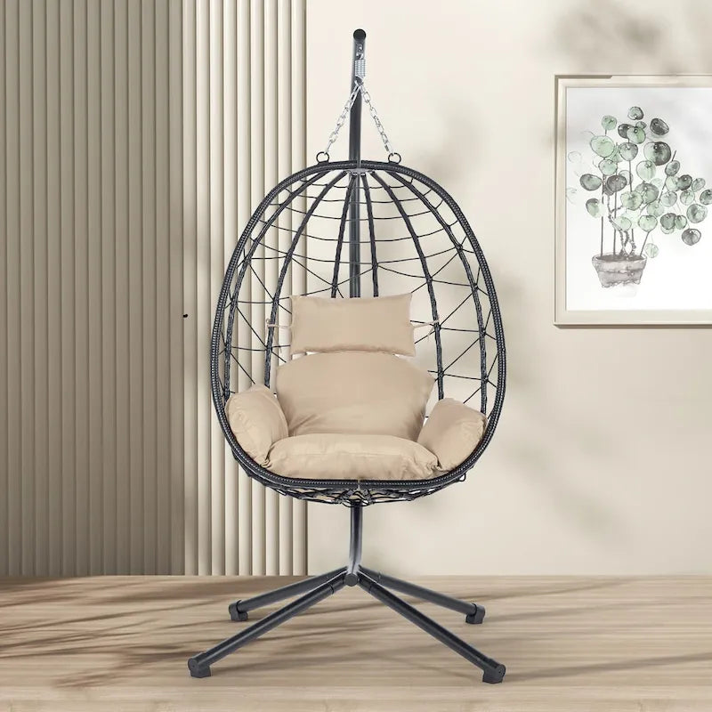 Fauteuil suspendu en osier imperméable
