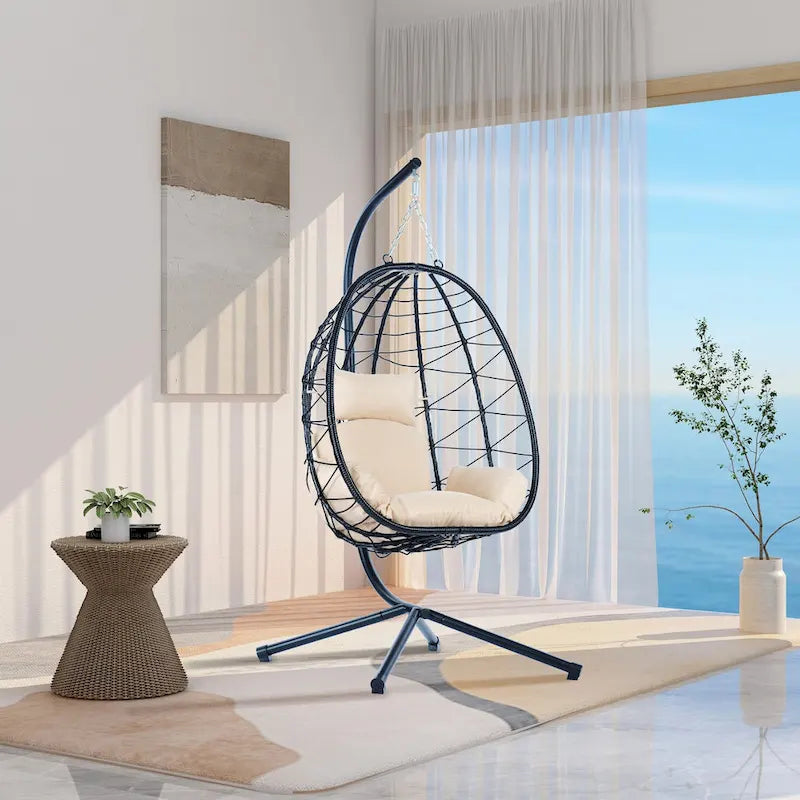 Fauteuil suspendu en osier imperméable