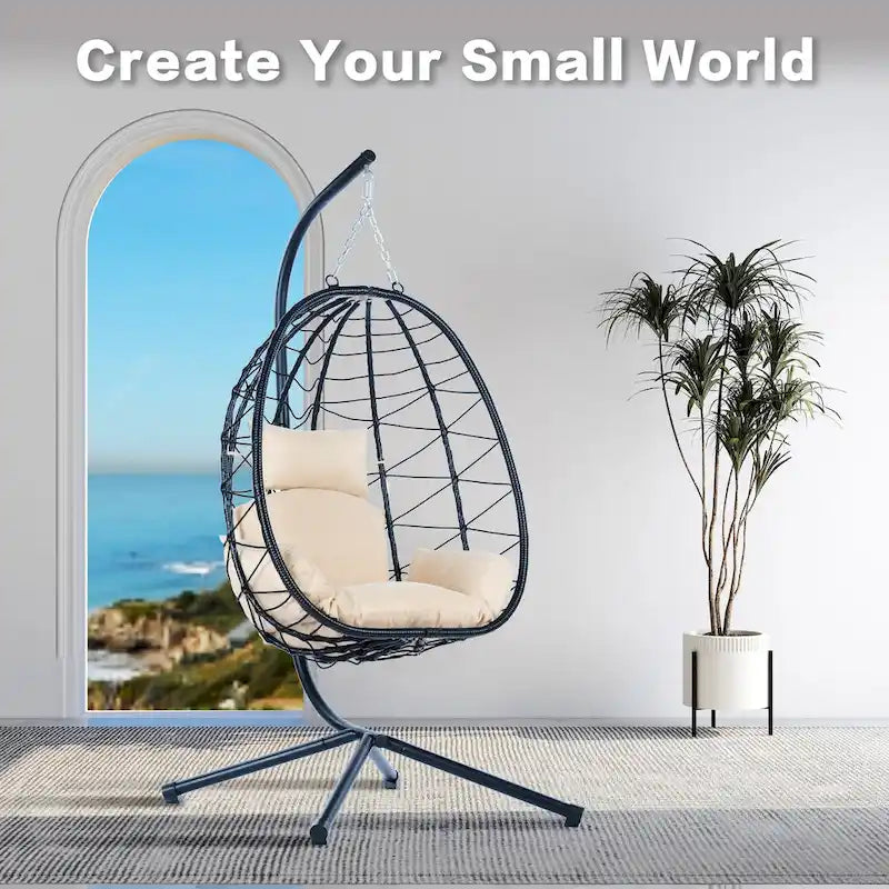 Fauteuil suspendu en osier imperméable
