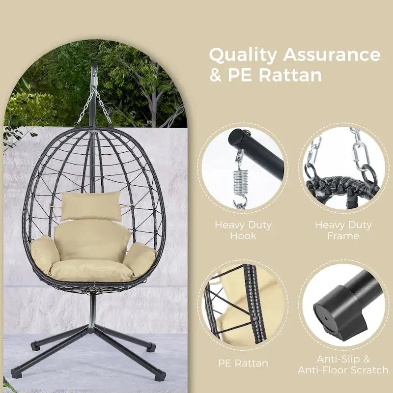 Fauteuil suspendu en osier imperméable