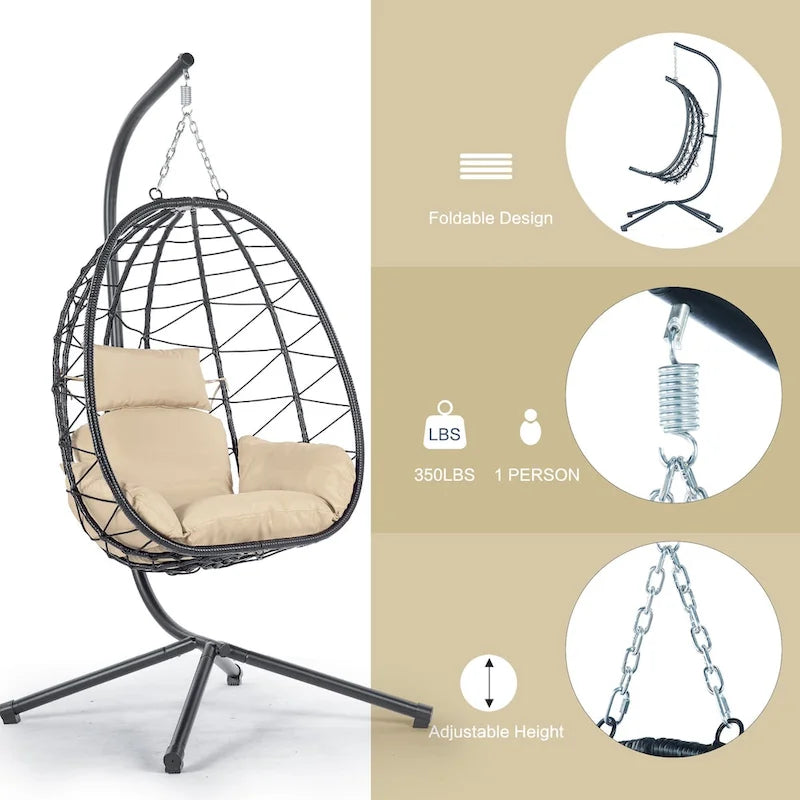 Fauteuil suspendu en osier imperméable