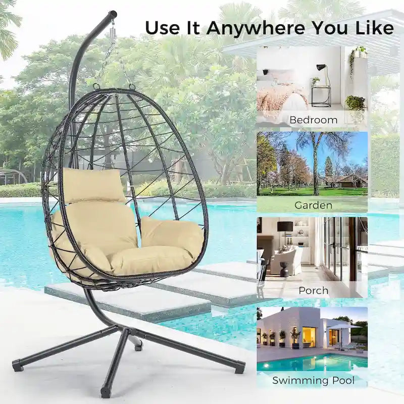 Fauteuil suspendu en osier imperméable