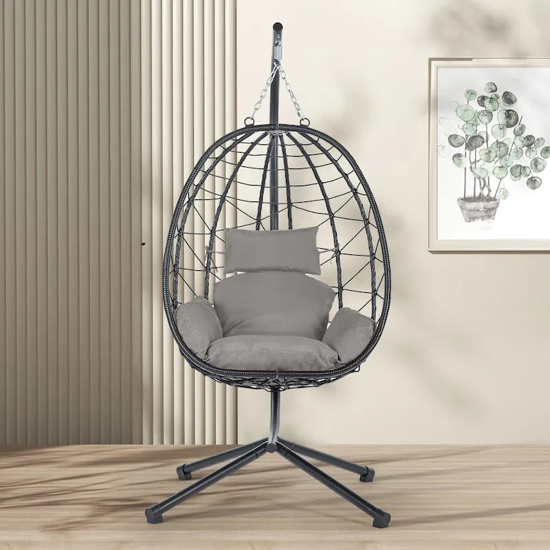 Fauteuil suspendu en osier imperméable