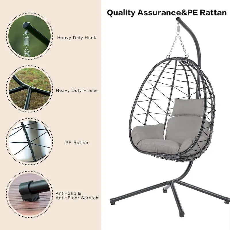 Fauteuil suspendu en osier imperméable