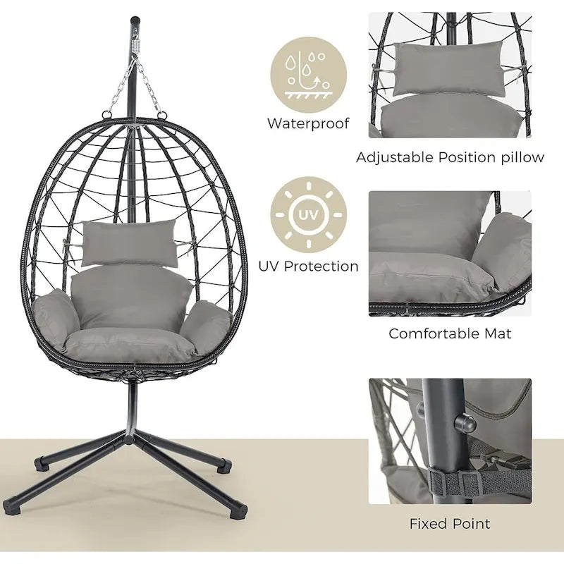 Fauteuil suspendu en osier imperméable