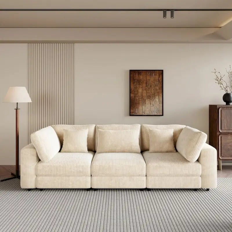 3 Seater Sofa with Removable Back Cushions and 5 Pillows