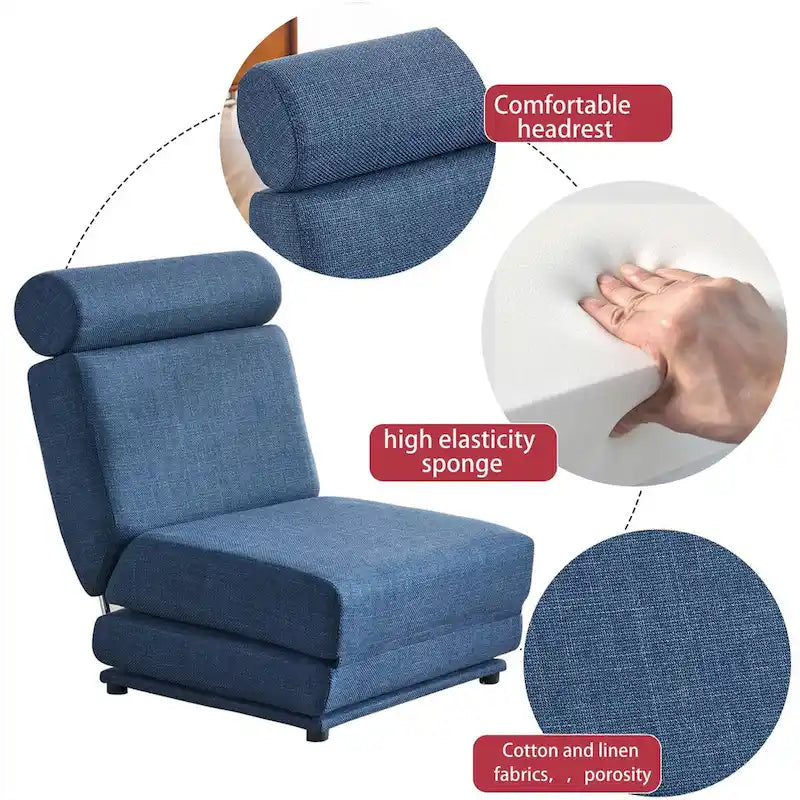 Fauteuil lit pliant individuel avec oreiller, canapé-lit portable, fauteuil, en lin respirant et résistant