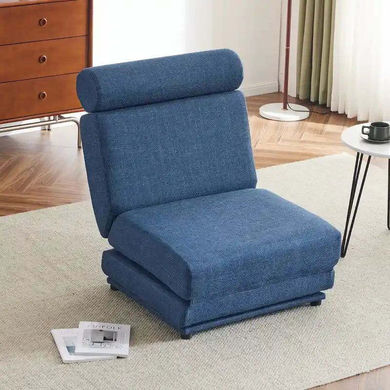 Fauteuil lit pliant individuel avec oreiller, canapé-lit portable, fauteuil, en lin respirant et résistant