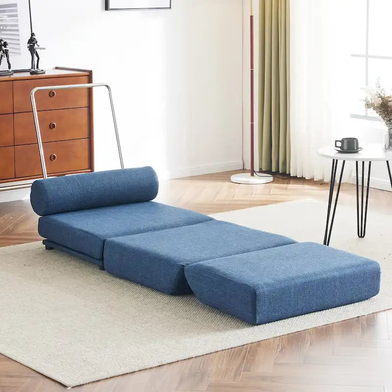 Fauteuil lit pliant individuel avec oreiller, canapé-lit portable, fauteuil, en lin respirant et résistant