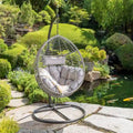 Chaise balançoire suspendue en rotin pour jardin extérieur, forme œuf, avec coussin en tissu, SANS SUPPORT, PANIER SEULEMENT