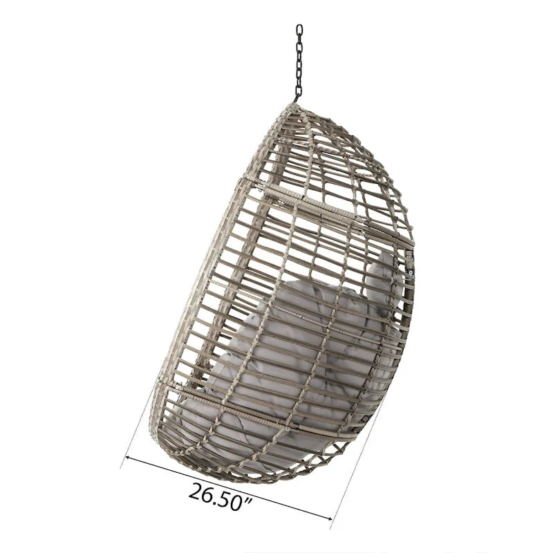 Chaise balançoire suspendue en rotin pour jardin extérieur, forme œuf, avec coussin en tissu, SANS SUPPORT, PANIER SEULEMENT