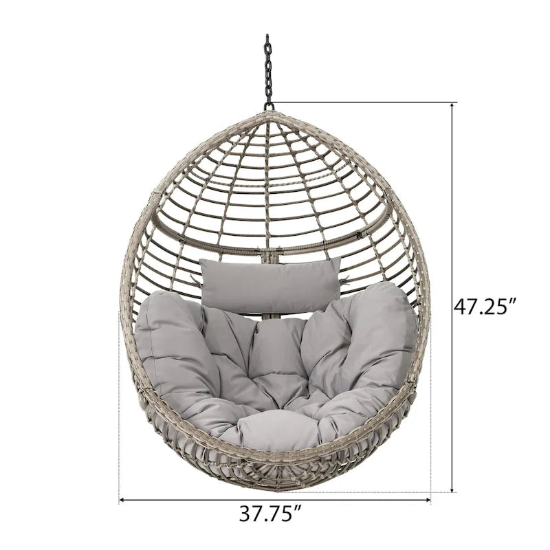 Chaise balançoire suspendue en rotin pour jardin extérieur, forme œuf, avec coussin en tissu, SANS SUPPORT, PANIER SEULEMENT