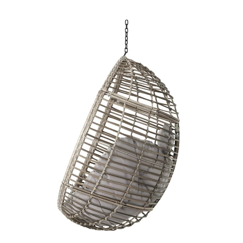 Chaise balançoire suspendue en rotin pour jardin extérieur, forme œuf, avec coussin en tissu, SANS SUPPORT, PANIER SEULEMENT