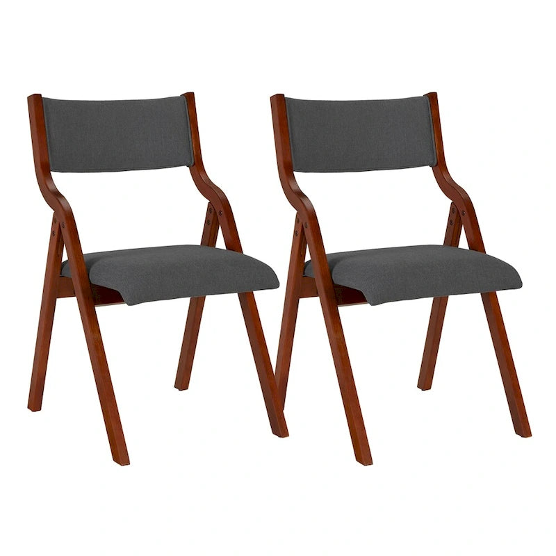 Chaise de salle à manger pliante rembourrée avec pieds en bois (lot de 2)