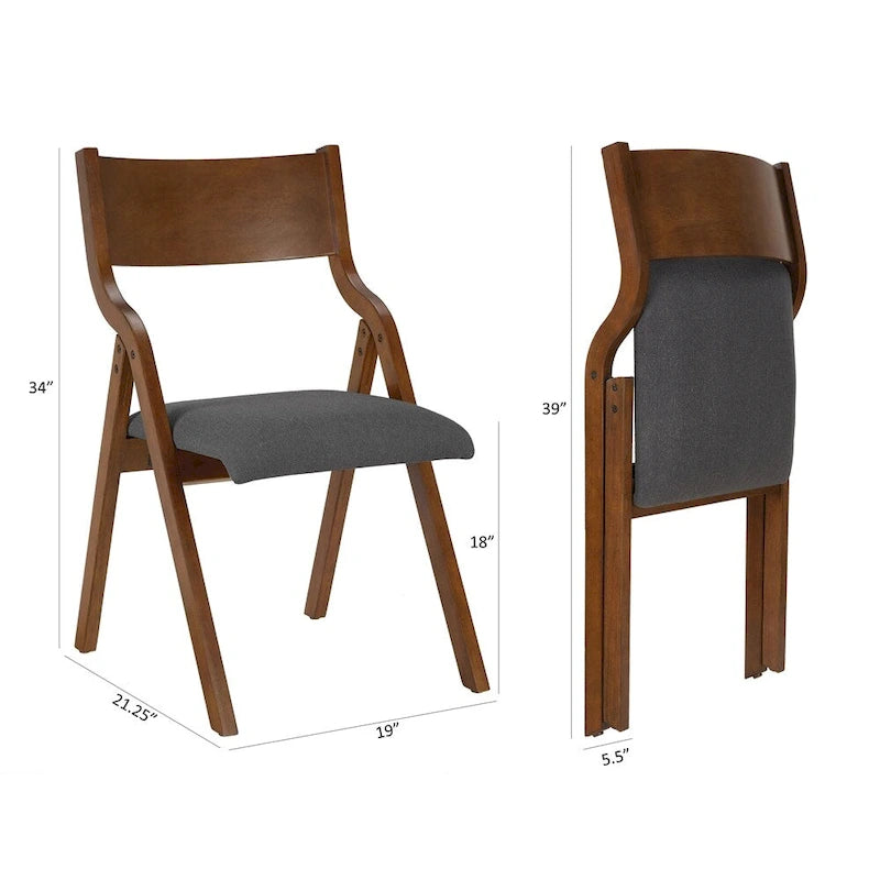 Chaise de salle à manger pliante rembourrée avec pieds en bois (lot de 2)