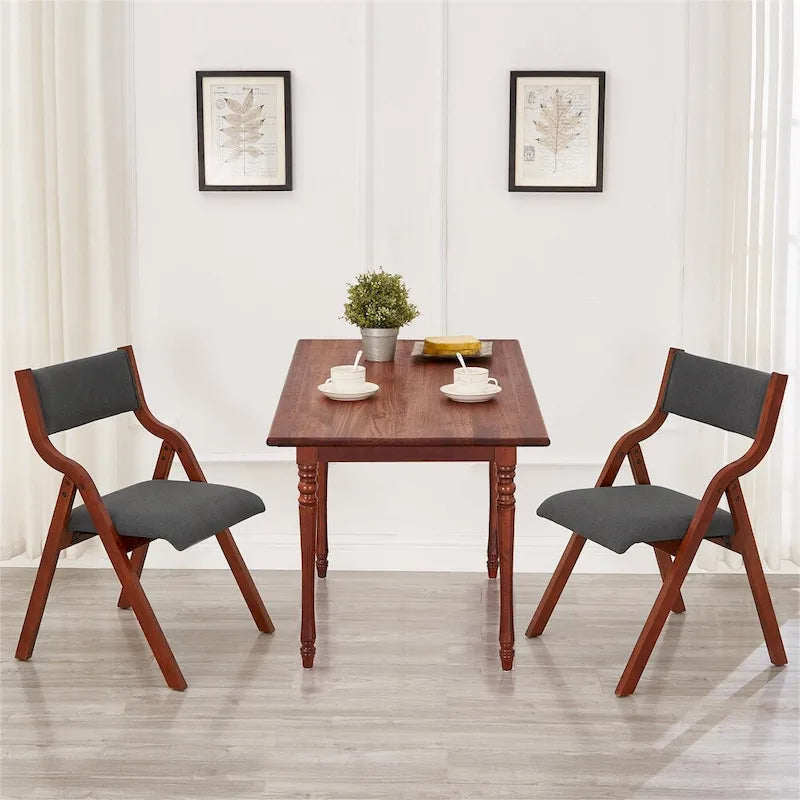 Chaise de salle à manger pliante rembourrée avec pieds en bois (lot de 2)