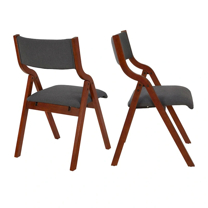 Chaise de salle à manger pliante rembourrée avec pieds en bois (lot de 2)