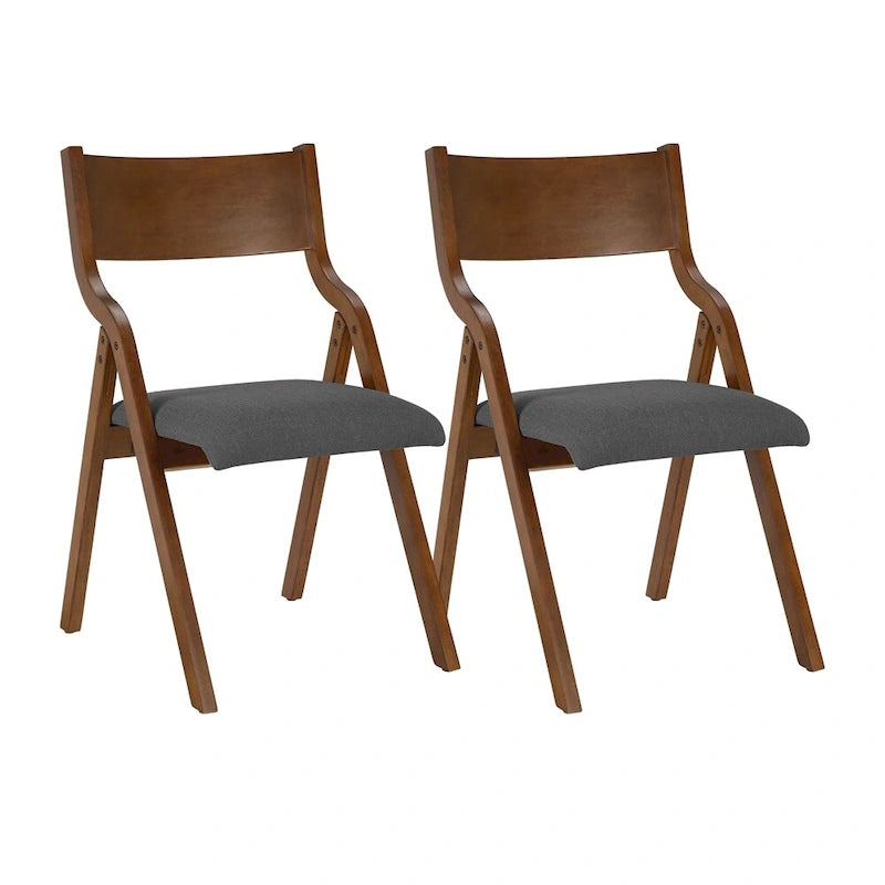 Chaise de salle à manger pliante rembourrée avec pieds en bois (lot de 2)