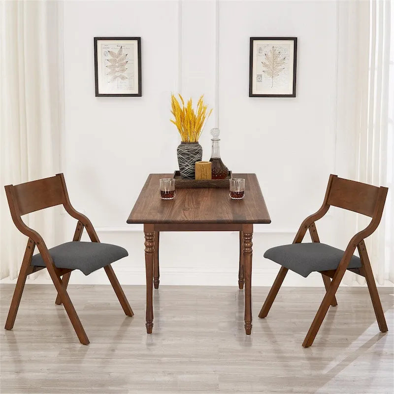 Chaise de salle à manger pliante rembourrée avec pieds en bois (lot de 2)