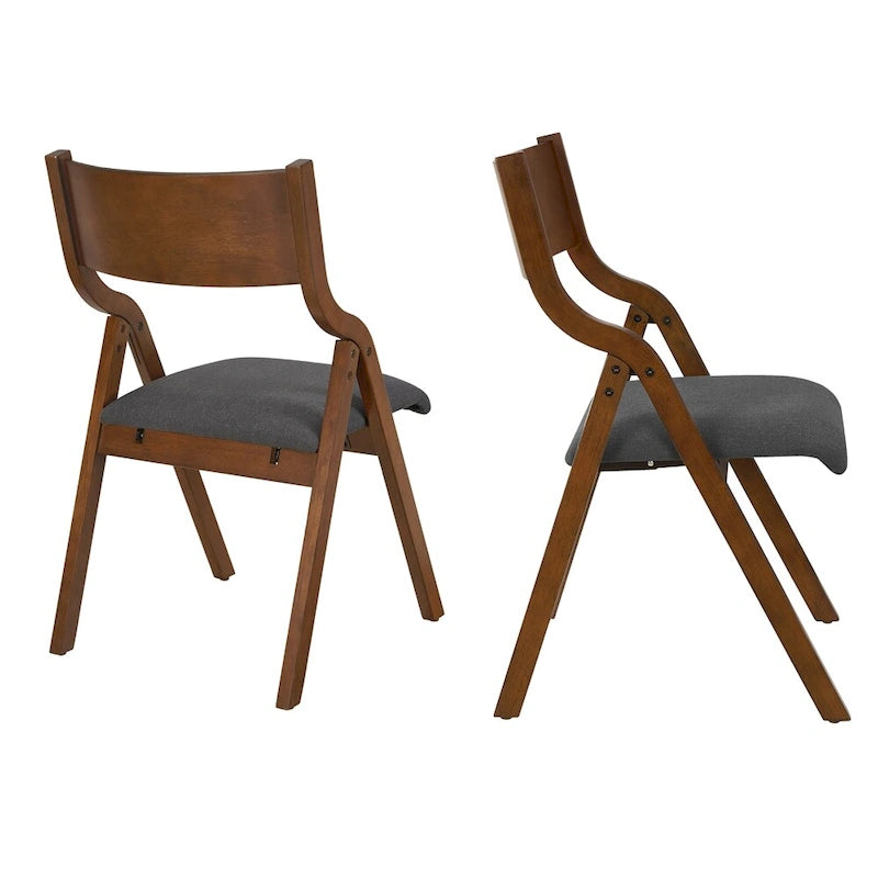 Chaise de salle à manger pliante rembourrée avec pieds en bois (lot de 2)