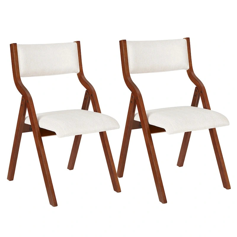 Chaise de salle à manger pliante rembourrée avec pieds en bois (lot de 2)