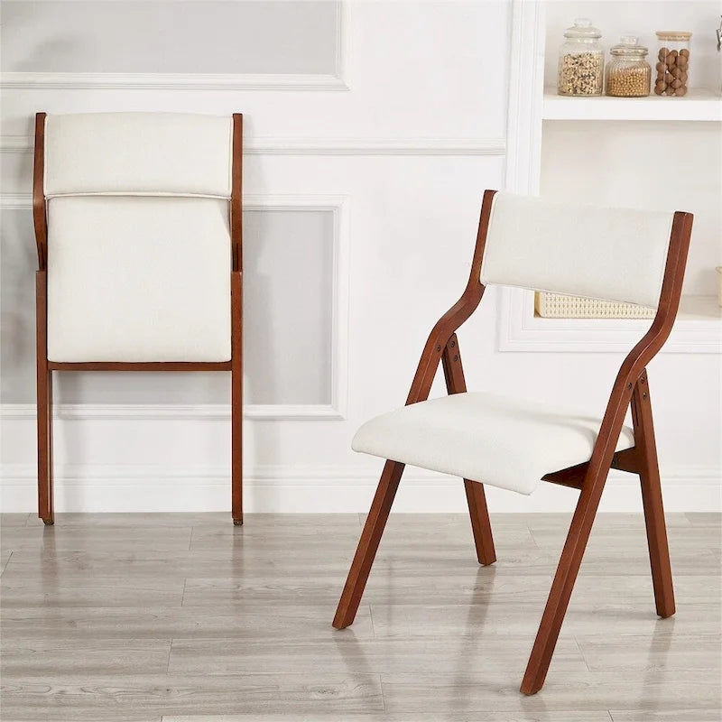 Chaise de salle à manger pliante rembourrée avec pieds en bois (lot de 2)