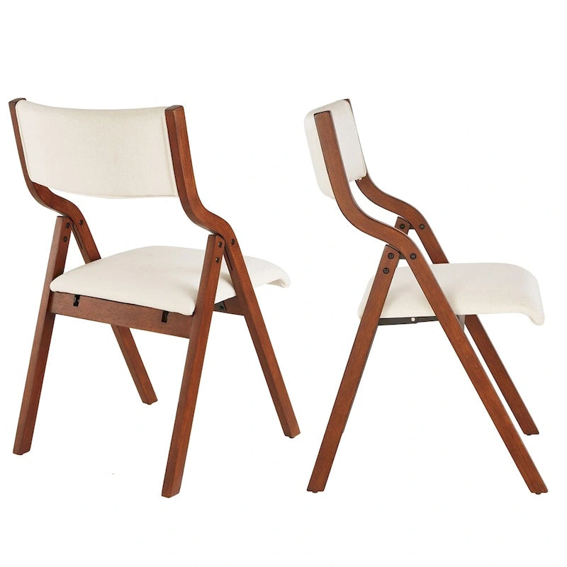 Chaise de salle à manger pliante rembourrée avec pieds en bois (lot de 2)