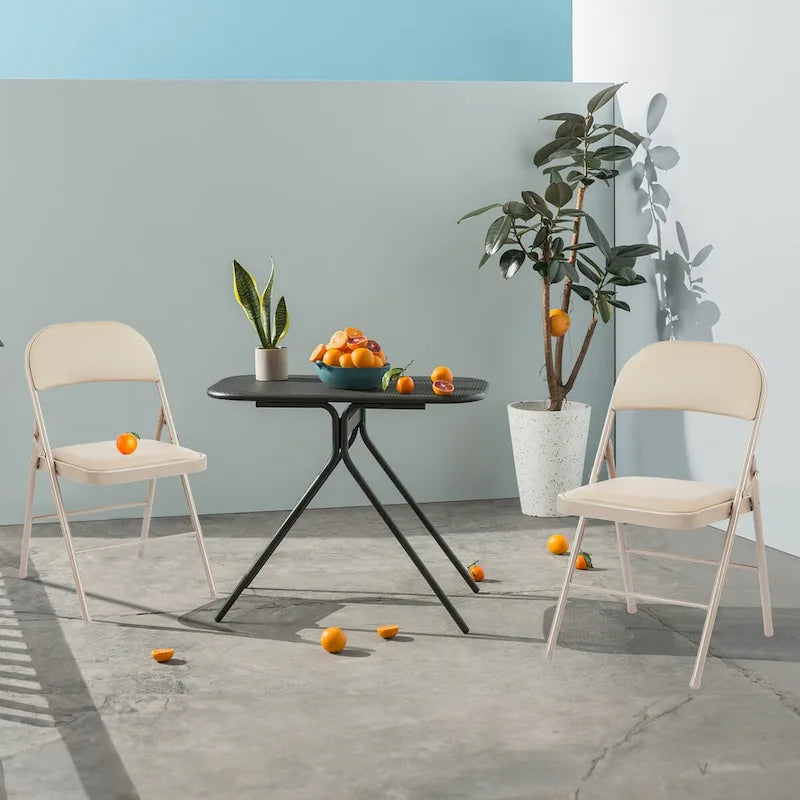 Chaises pliantes rembourrées en cuir, chaises pliantes robustes en métal (lot de 2)