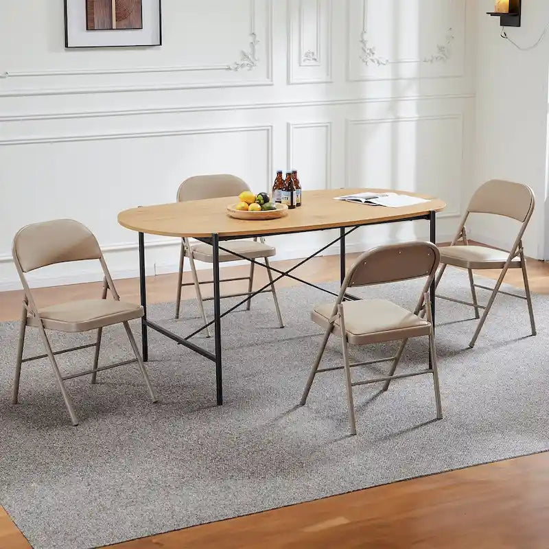 Chaises pliantes rembourrées en cuir, chaises pliantes robustes en métal (lot de 2)