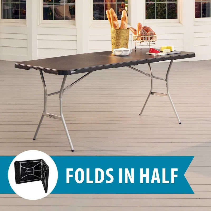 Table pliante en deux de 6 pieds, noire (usage commercial léger)
