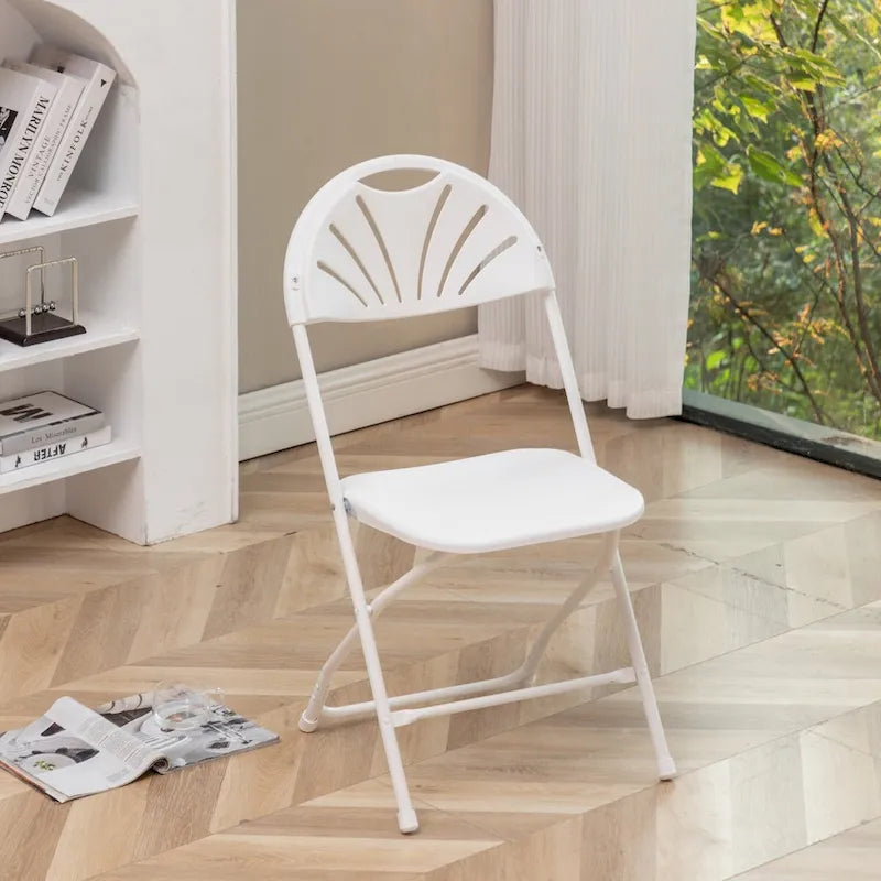 Chaise pliante en plastique blanc, cadre en acier, capacité commerciale élevée, pour événements, légère, pour mariage, lot de 2