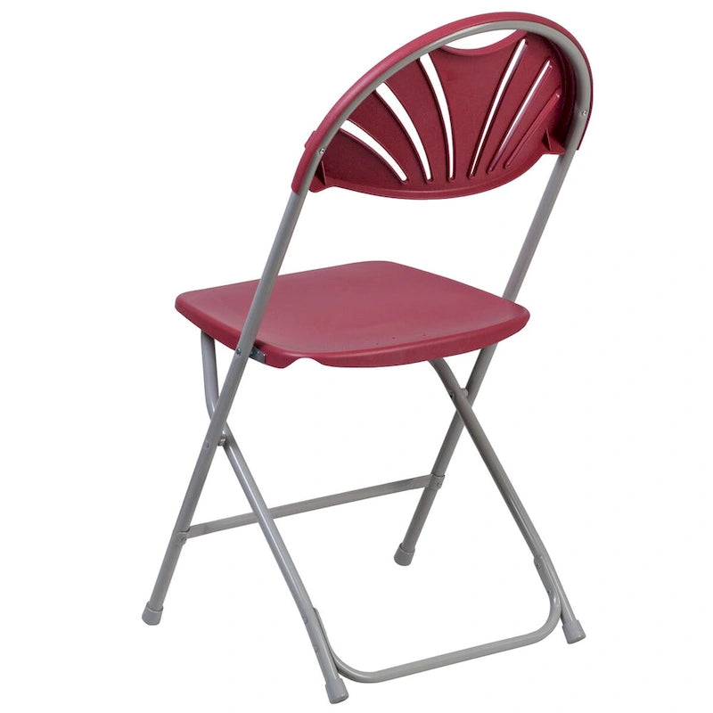 Chaise pliante en plastique dossier éventail, capacité de 295 kg