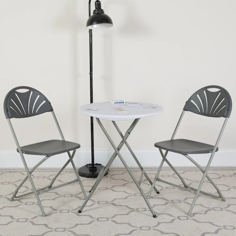 Chaise pliante en plastique dossier éventail, capacité de 295 kg