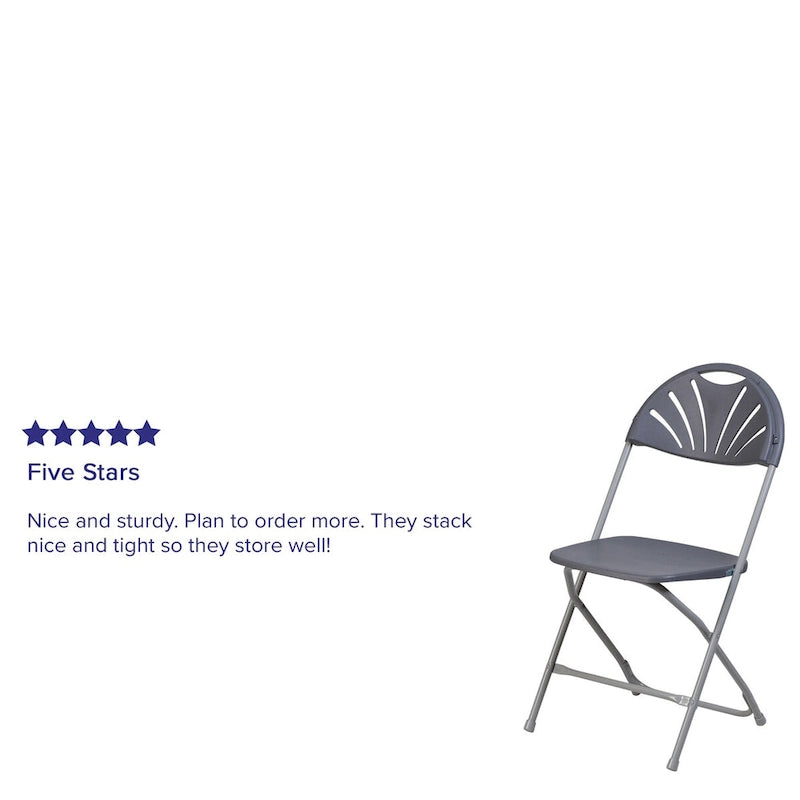 Chaise pliante en plastique dossier éventail, capacité de 295 kg