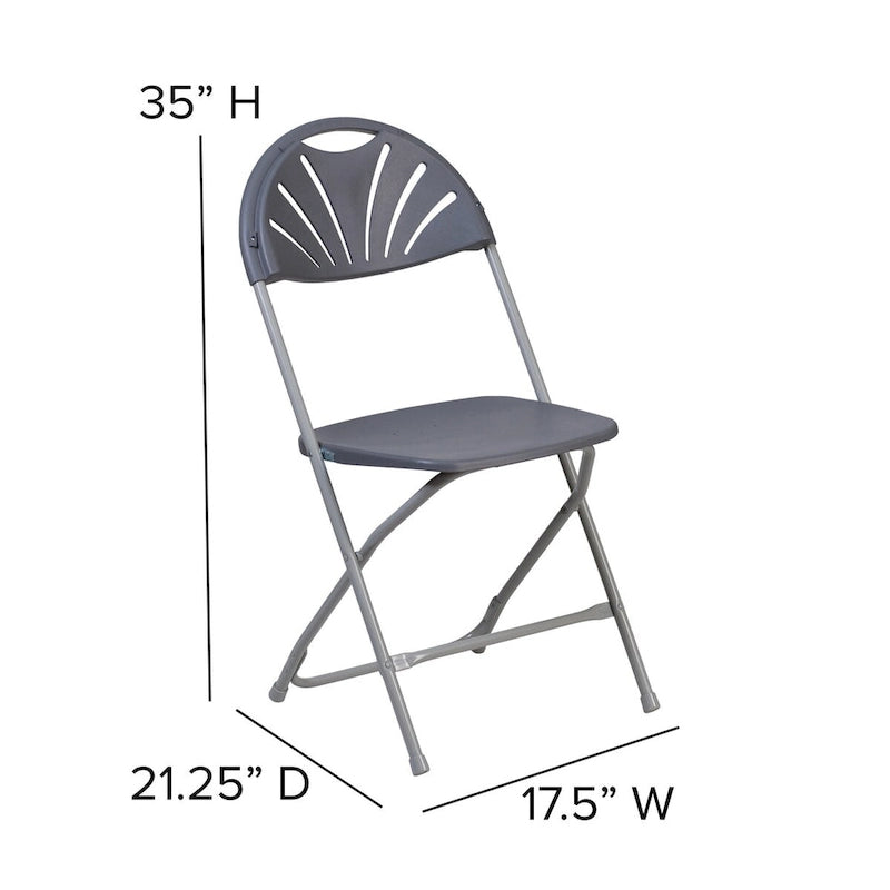 Chaise pliante en plastique dossier éventail, capacité de 295 kg