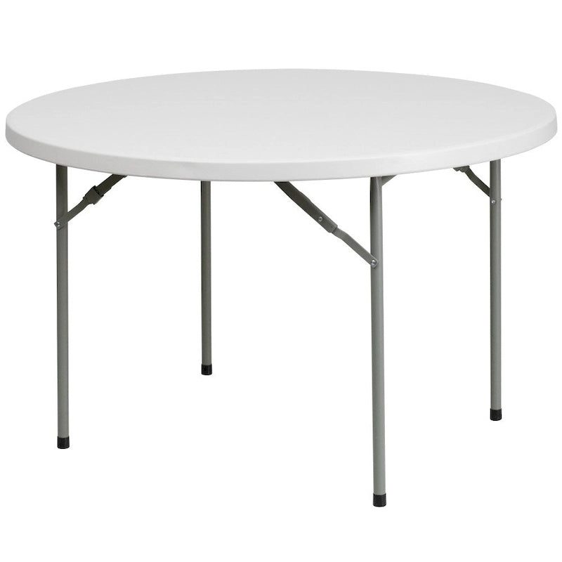 Table pliante de réception et d'événement en plastique blanc et granit rond de 48 pouces