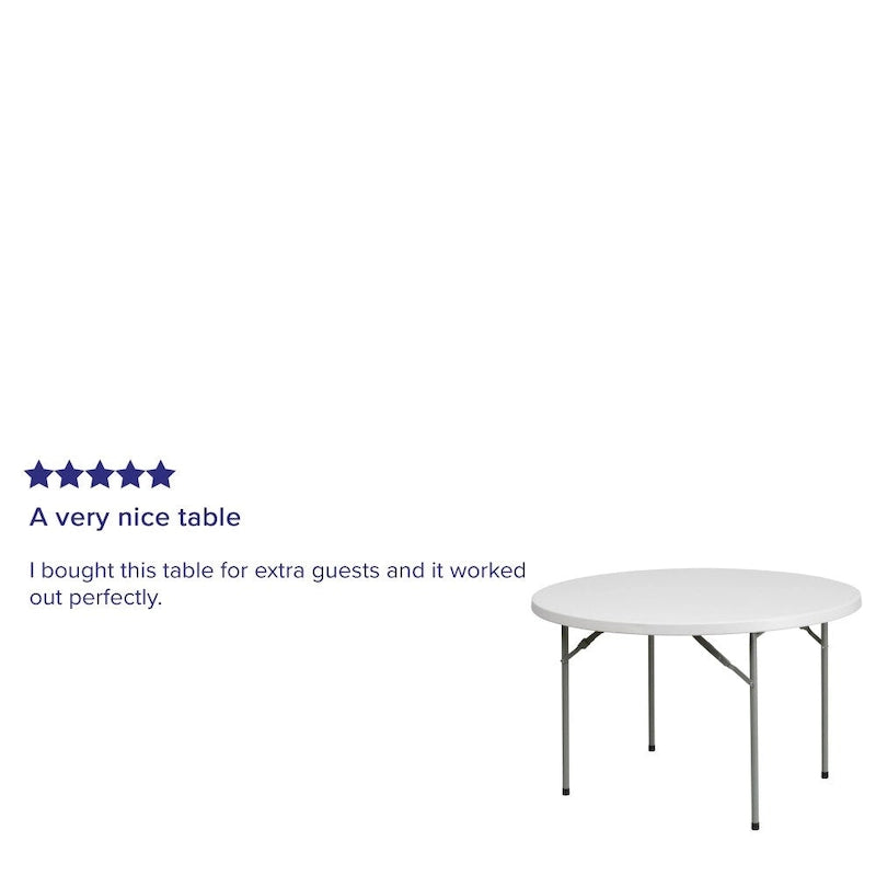 Table pliante de réception et d'événement en plastique blanc et granit rond de 48 pouces