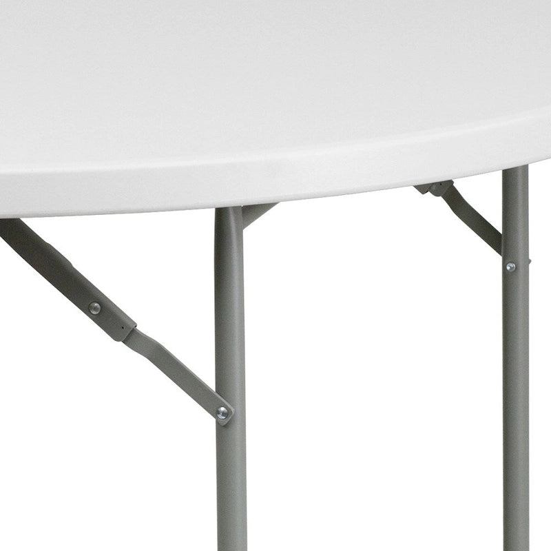 Table pliante de réception et d'événement en plastique blanc et granit rond de 48 pouces