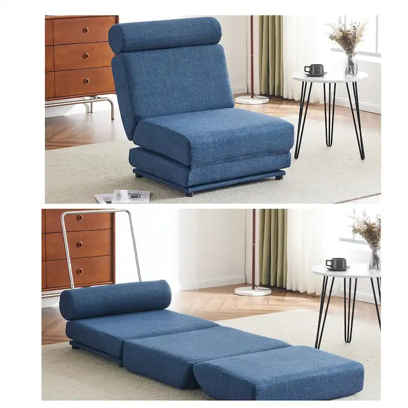 Fauteuil de relaxation pliant avec oreiller convertible en lit une place